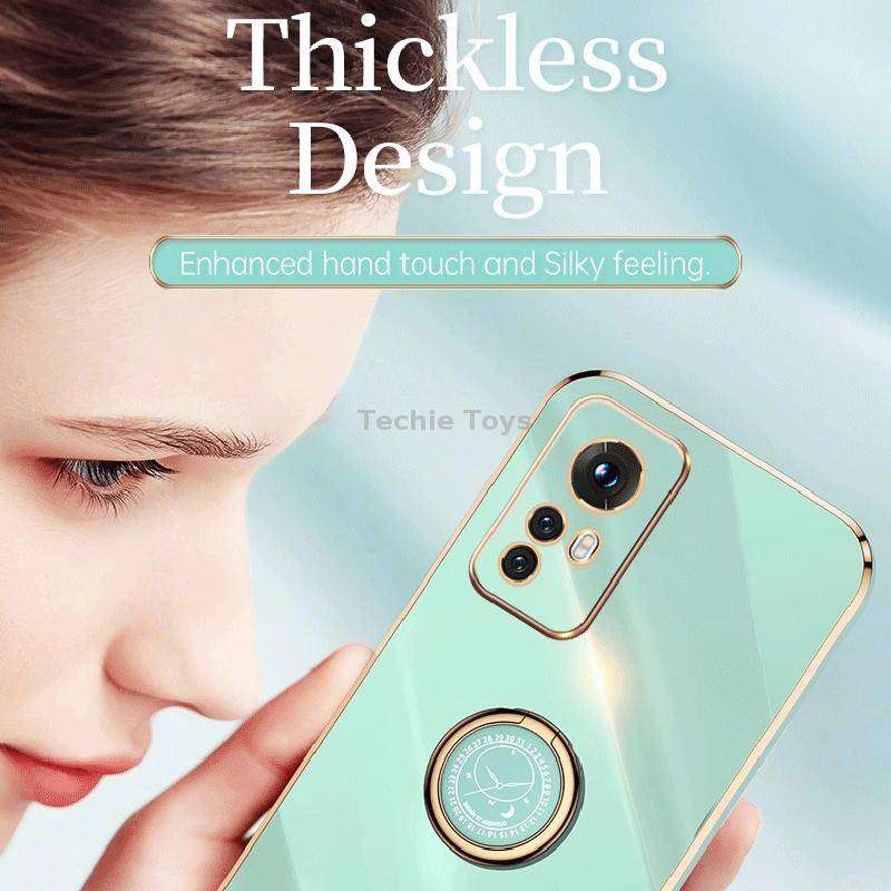 For Xiaomi 12 Lite XINLI Straight Edge 6D Electroplate TPU Phone Case with Ring Holder(Pink)