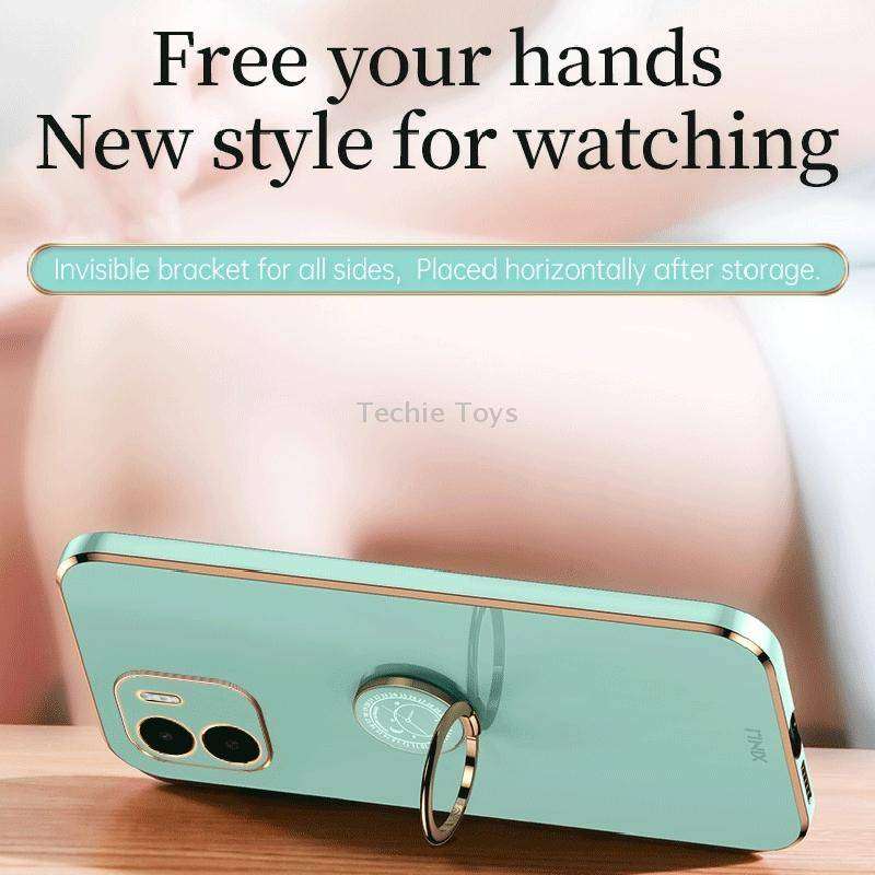 For Xiaomi Redmi A1 4G XINLI Straight Edge 6D Electroplate TPU Phone Case with Ring Holder(Cherry Pu