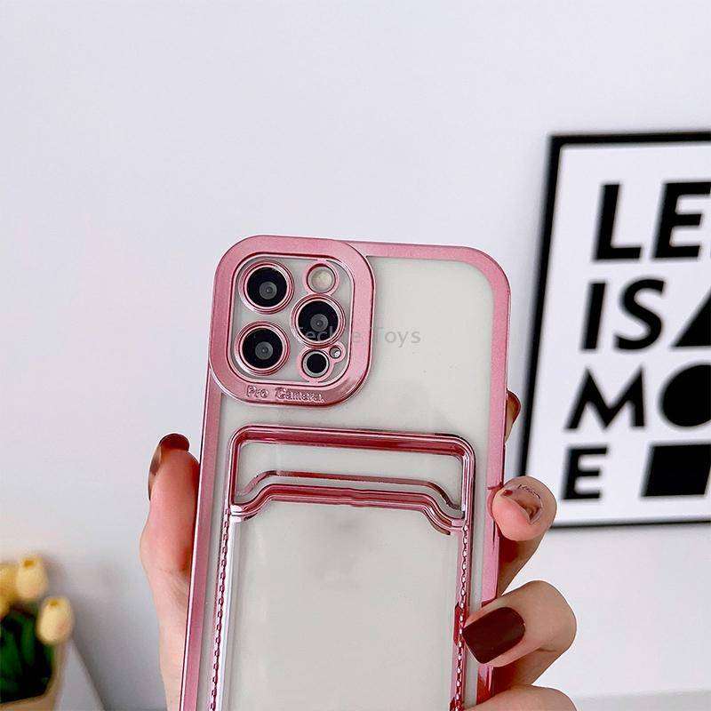 For iPhone 14 Pro Electroplating Frame Card Slot Phone Case(Black)