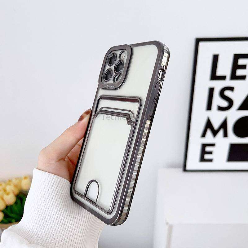 For iPhone 14 Pro Electroplating Frame Card Slot Phone Case(Black)