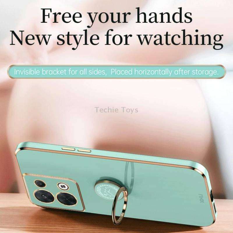 For OPPO Reno8 Pro XINLI Straight Edge 6D Electroplate TPU Phone Case with Ring Holder(Pink)