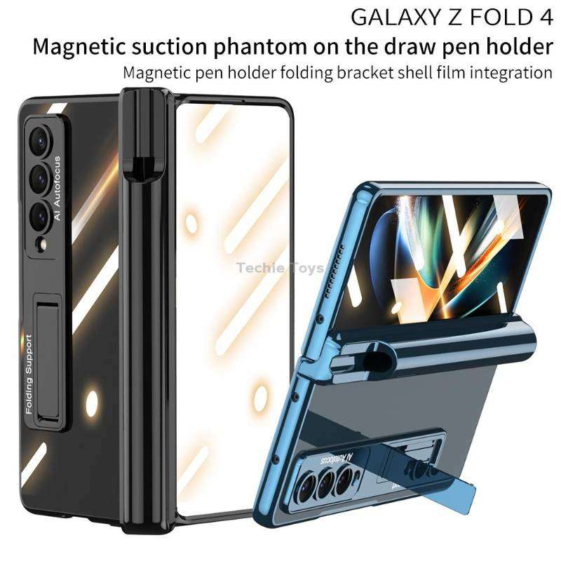 For Samsung Galaxy Z Fold4 GKK Magnetic Fold Hinge Shockproof Phone Case with Pen Slots(Silver)