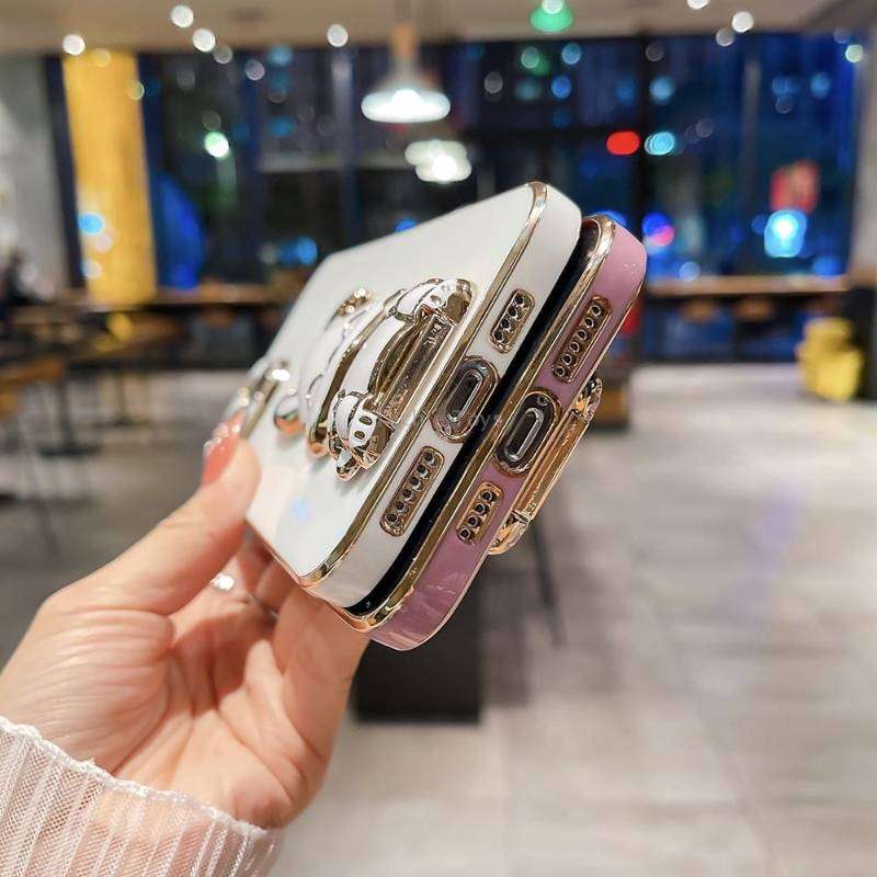 For iPhone XS Max Plating Rabbit Holder Phone Case(White)