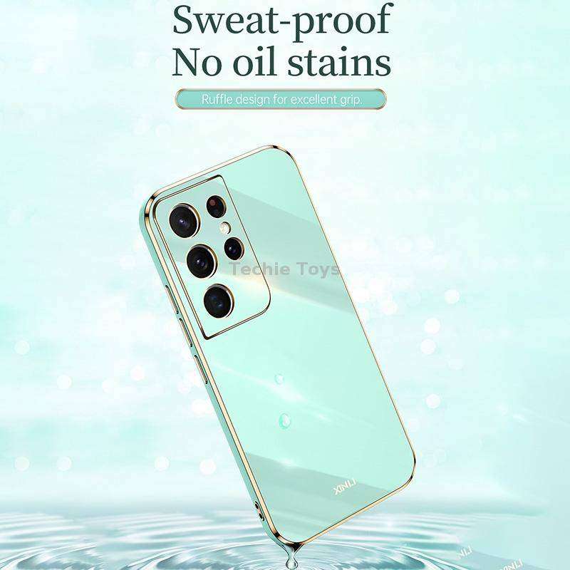 For Samsung Galaxy S21 Ultra 5G XINLI Straight Edge 6D Electroplate TPU Phone Case with Ring Holder(