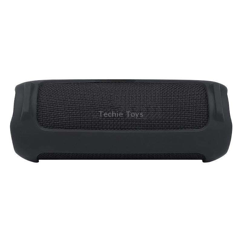 For JBL Flip 6 Bluetooth Speaker Portable Silicone Case with Shoulder Strap(Black)