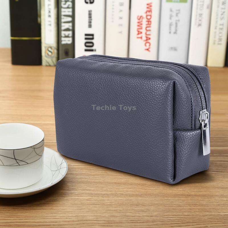 Leather Power Pack Charger Data Cable Mouse Digital Storage Bag(Rose Gold)