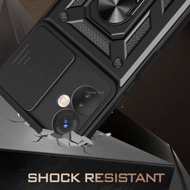 For Tecno Spark 9 Pro Sliding Camera Cover Design Phone Case(Black)
