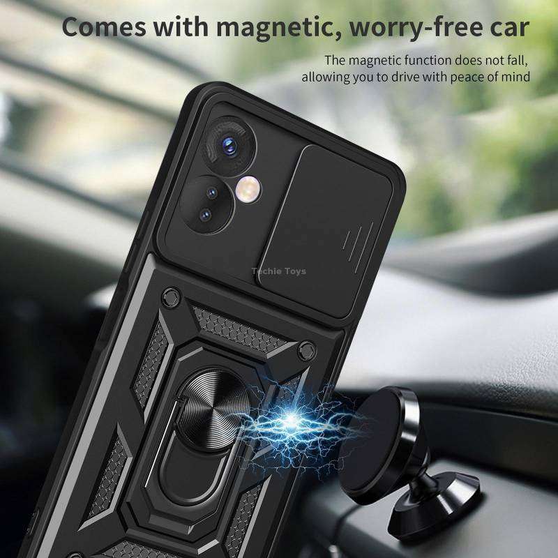 For Tecno Spark 9 Pro Sliding Camera Cover Design Phone Case(Black)