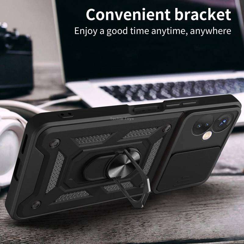 For Tecno Spark 9 Pro Sliding Camera Cover Design Phone Case(Black)