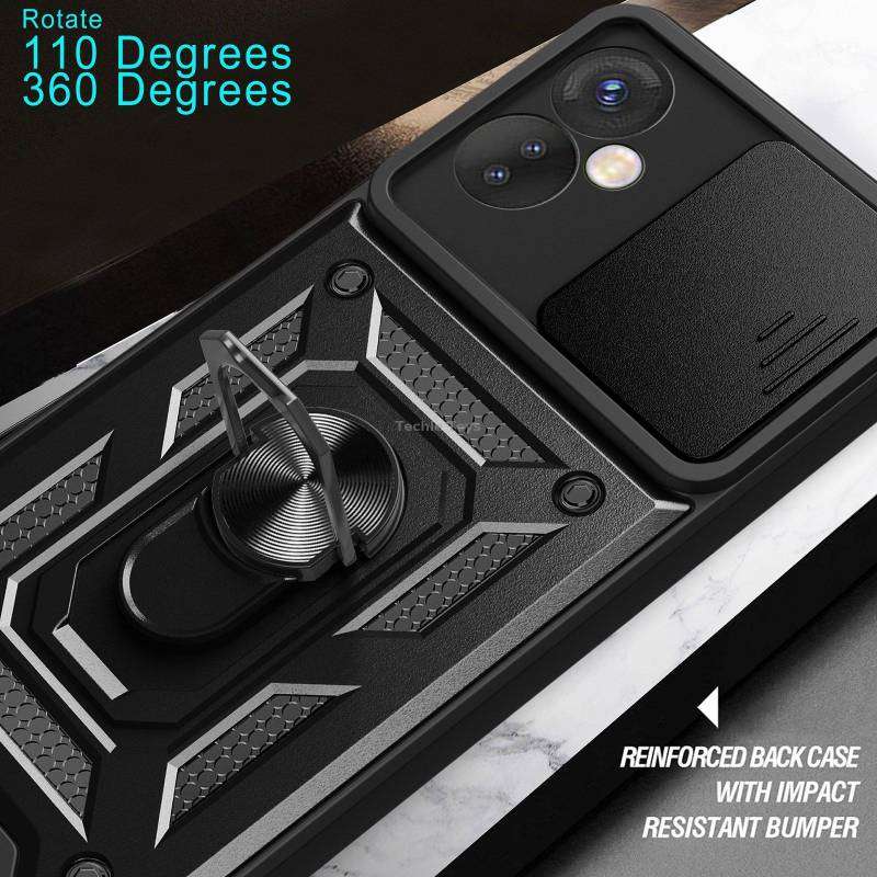 For Tecno Spark 9 Pro Sliding Camera Cover Design Phone Case(Black)