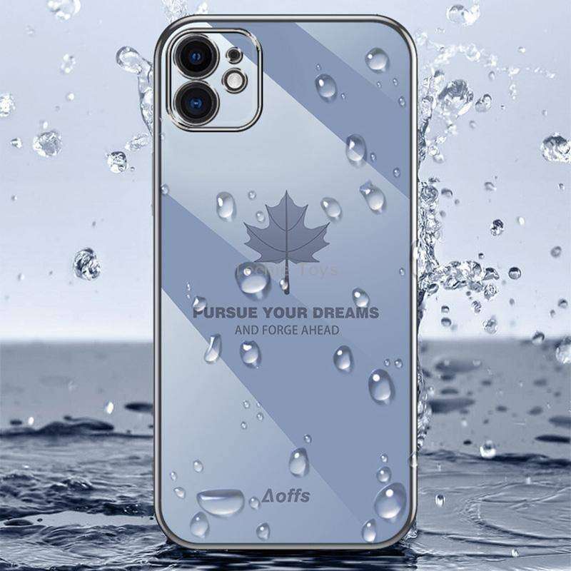 For Samsung Galaxy S23 5G 9D Plating Maple Leaf Silicone Phone Case with Strap(Smoke Purple)
