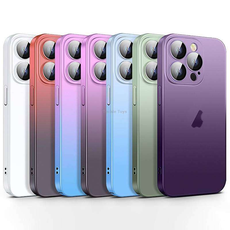 For iPhone 14 Pro Max Skin Feel Frosted Gradient Phone Case(Blue)