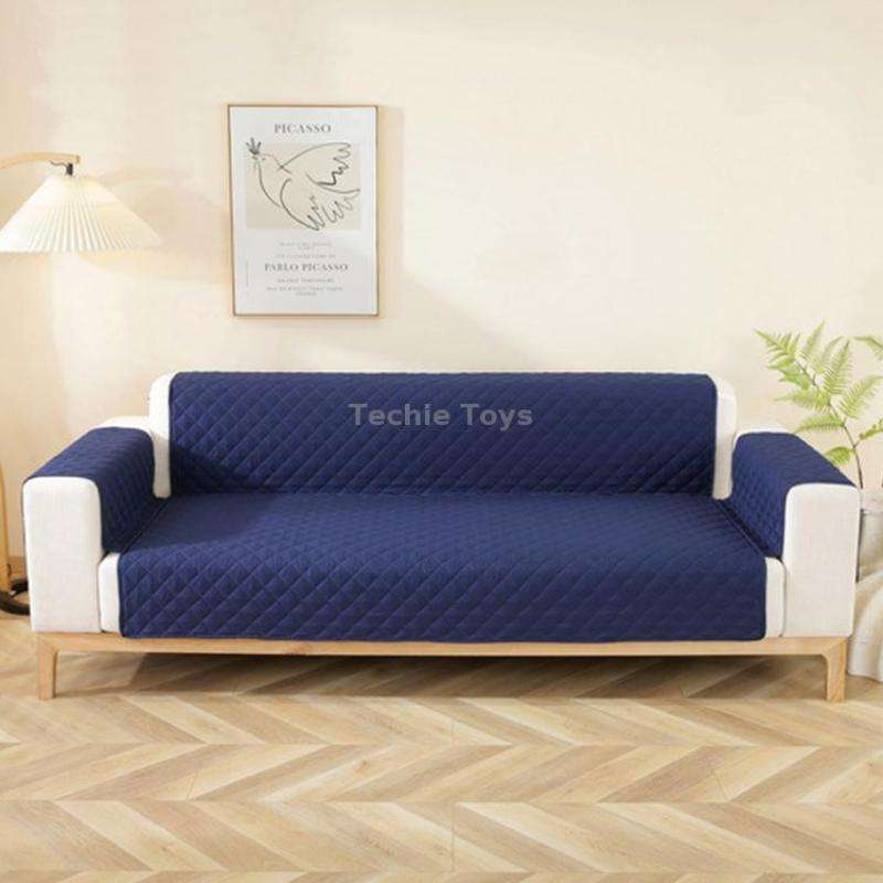 Double-sided Waterproof Pet Cushion Diamond Pattern Sofa Cover, Size:130x196cm(Navy Blue)