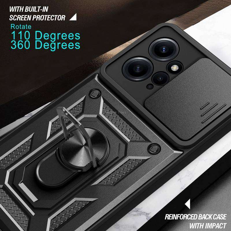 For Xiaomi Redmi Note 12 4G Global Sliding Camera Cover Design Phone Case(Black)