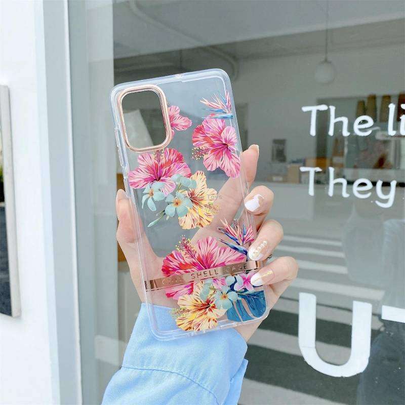 For Samsung Galaxy A54 5G High Translucent Electroplating Flower Pattern TPU + PC Phone Case(Hibiscu