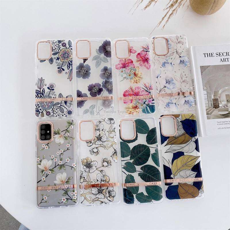 For Samsung Galaxy A54 5G High Translucent Electroplating Flower Pattern TPU + PC Phone Case(Hibiscu