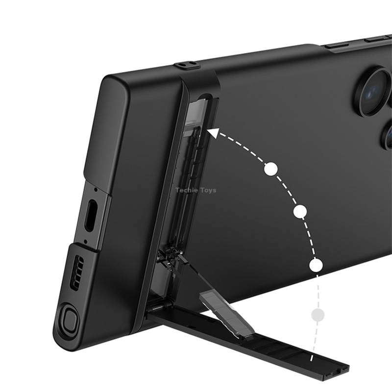 For Samsung Galaxy S23 Ultra 5G GKK Triumph Ultra Thin Full Coverage Phone Case with Stand(Black)