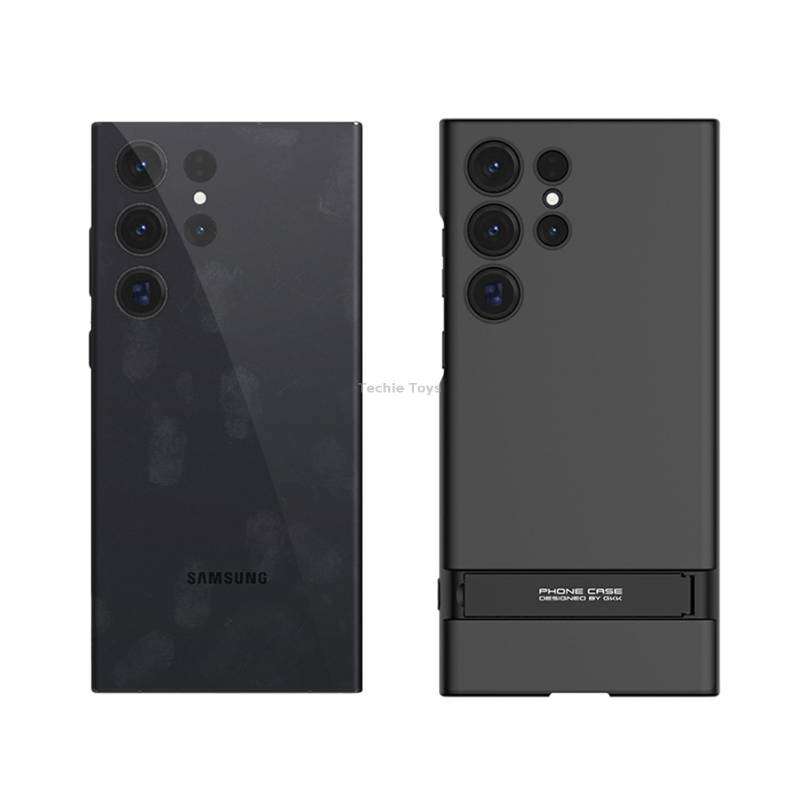 For Samsung Galaxy S23 Ultra 5G GKK Triumph Ultra Thin Full Coverage Phone Case with Stand(Black)