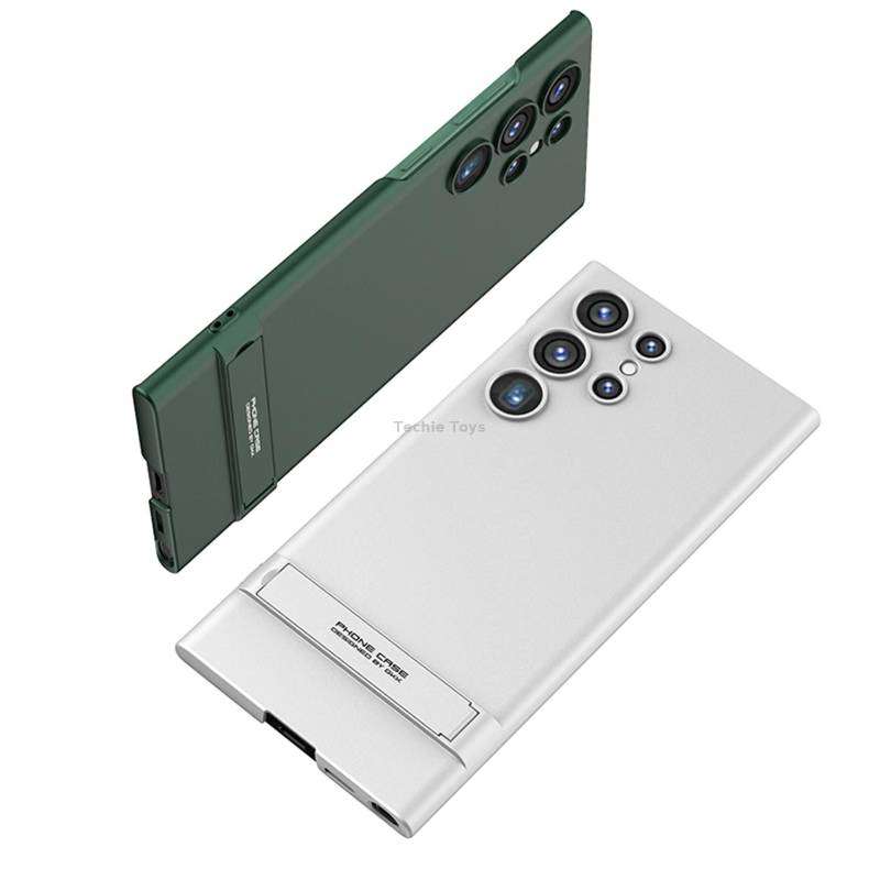 For Samsung Galaxy S23 Ultra 5G GKK Triumph Ultra Thin Full Coverage Phone Case with Stand(Black)