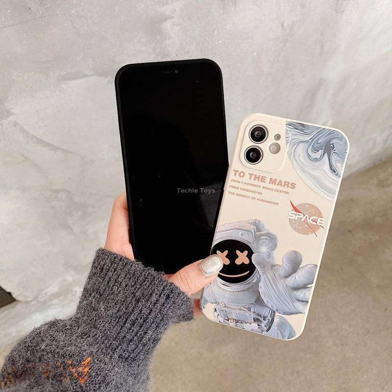 For iPhone 11 Martian Astronaut Pattern Shockproof Phone Case(Black)