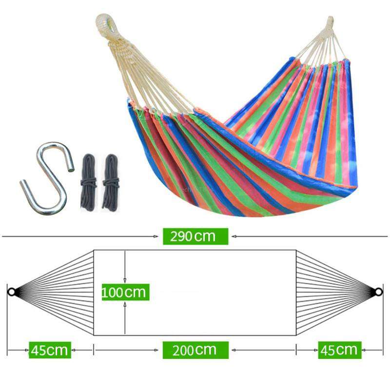 Outdoor Double Thickened Canvas Hammock Indoor Swing with Detachable Curved Rod, Size:200x100cm(Cand