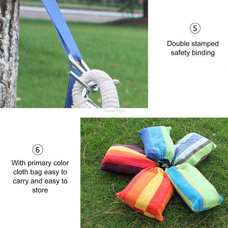 Outdoor Double Thickened Canvas Hammock Indoor Swing with Detachable Curved Rod, Size:200x100cm(Cand