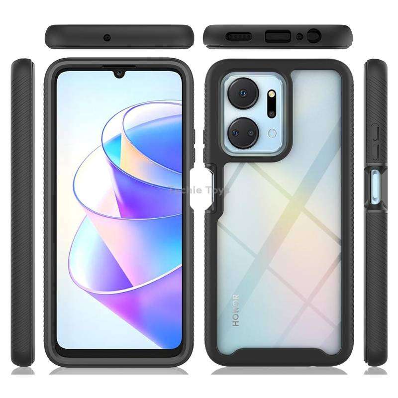 For Honor X7a Starry Sky Full Body Hybrid Shockproof Phone Case with PET Film(Black)