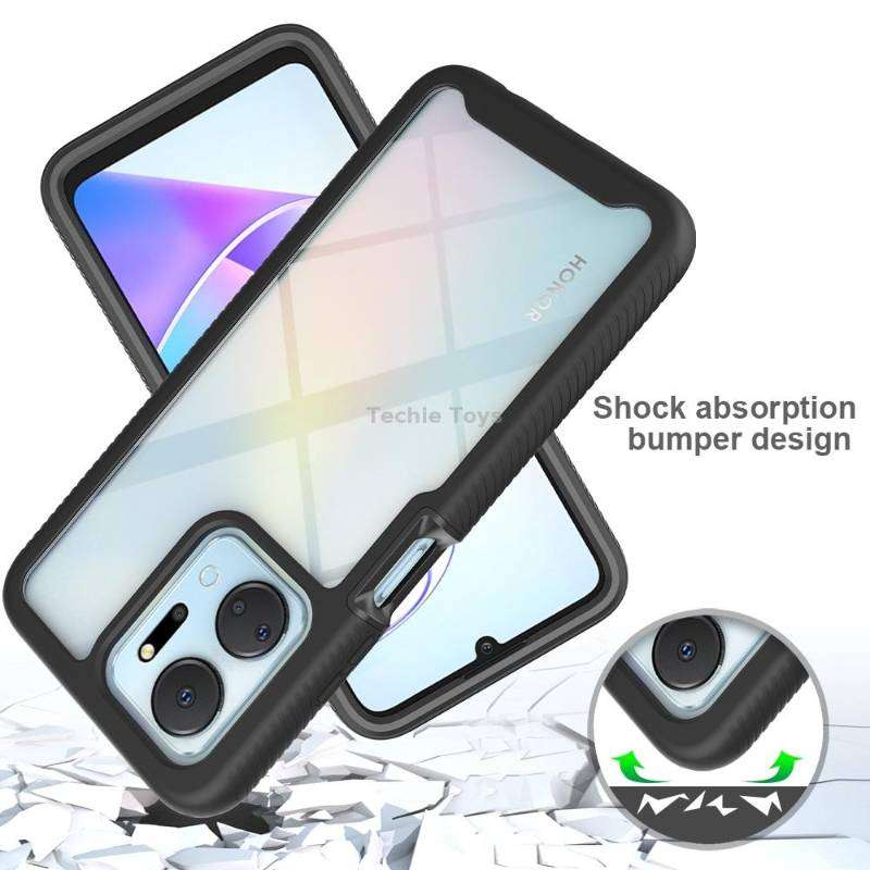 For Honor X7a Starry Sky Full Body Hybrid Shockproof Phone Case with PET Film(Black)
