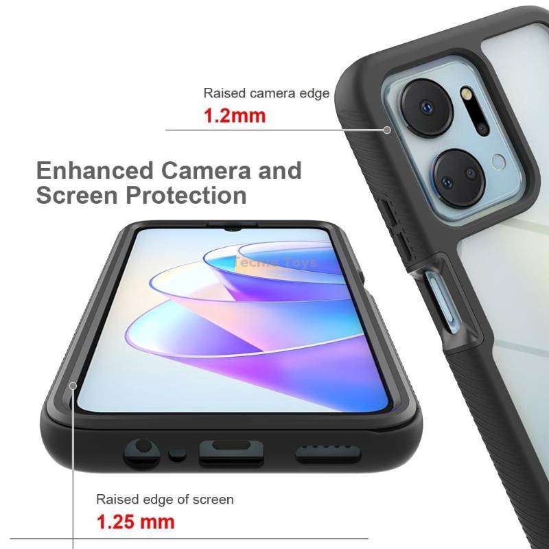 For Honor X7a Starry Sky Full Body Hybrid Shockproof Phone Case with PET Film(Black)