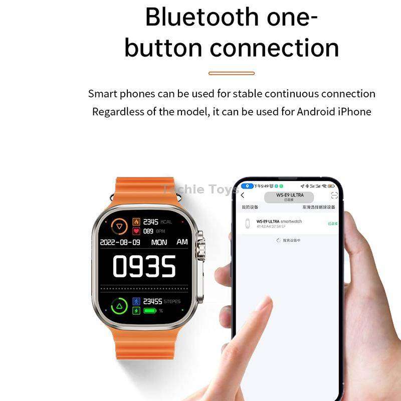 WS-E9 Ultra 2.2 inch IP67 Waterproof Silicone Band Smart Watch, Support Heart Rate / NFC(Blue)