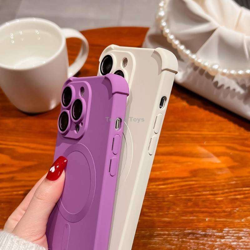 For iPhone 12 Pro Max Four Corner Shockproof Skin Feel MagSafe Magnetic Phone Case(Black)