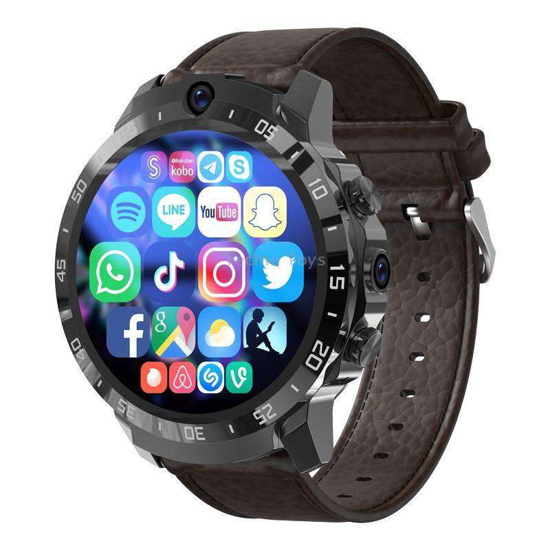 MT27 4G+64G 1.6 inch IP67 Waterproof 4G Android 8.1 Smart Watch Support Heart Rate / GPS, Type:Leath
