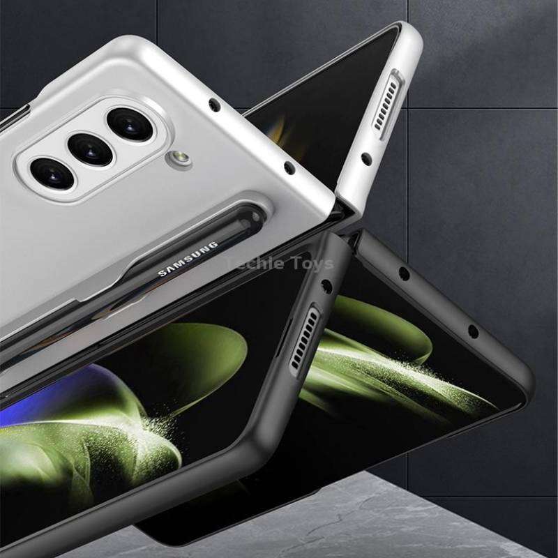 For Samsung Galaxy Z Fold5 GKK Ultra-thin Full Coverage Phone Flip Case with Pen Slot(Gold)