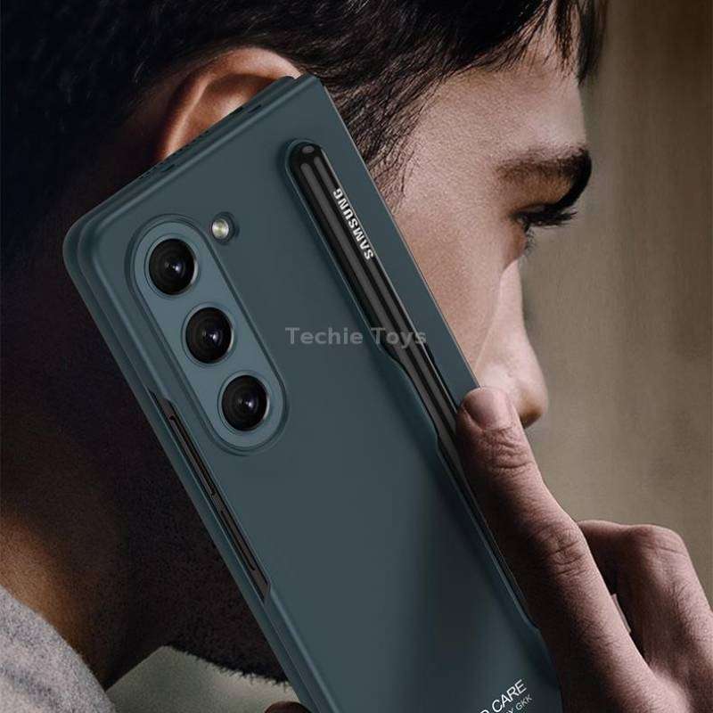 For Samsung Galaxy Z Fold5 GKK Ultra-thin Full Coverage Phone Flip Case with Pen Slot(Gold)