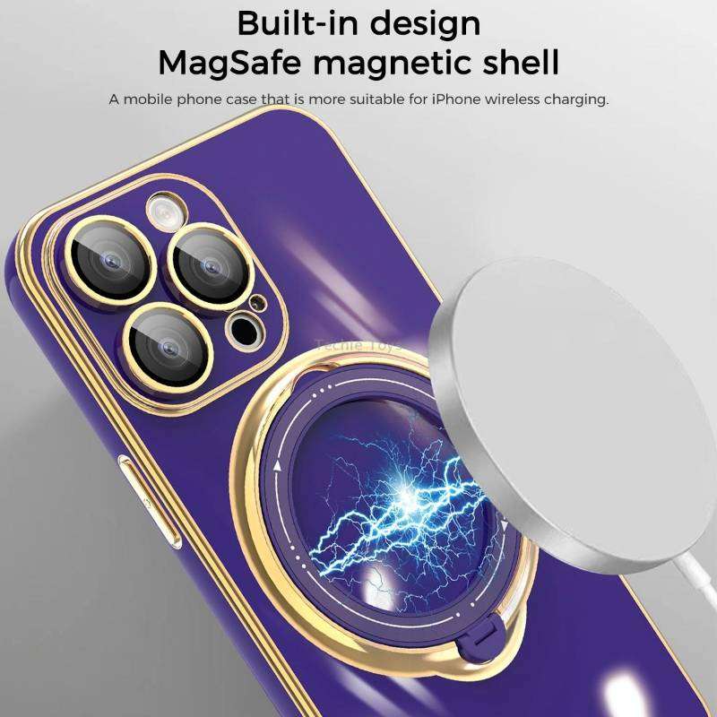 For iPhone XR Multifunction Electroplating MagSafe Holder Phone Case(White)