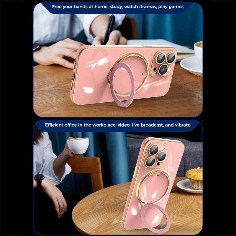 For iPhone XR Multifunction Electroplating MagSafe Holder Phone Case(White)