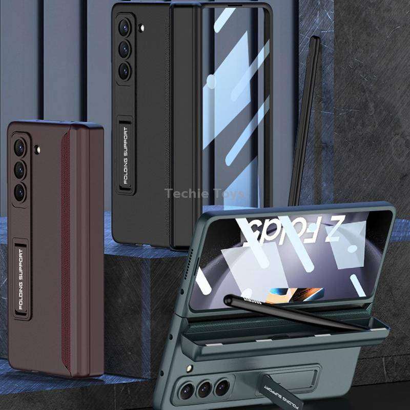For Samsung Galaxy Z Fold5 GKK Magnetic Full Coverage Phone Flip Case with Pen Box(Gold)