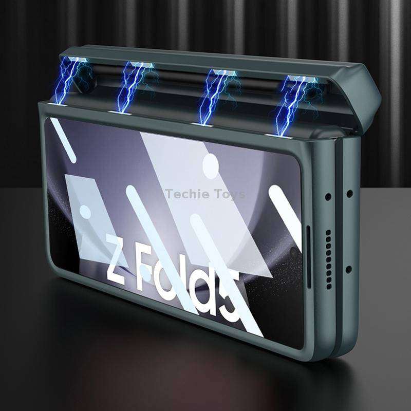 For Samsung Galaxy Z Fold5 GKK Magnetic Full Coverage Phone Flip Case with Pen Box(Gold)