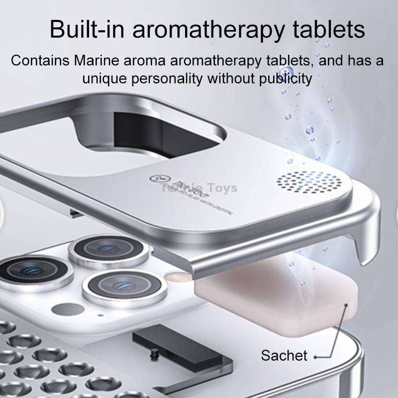 For iPhone 13 Aromatherapy Aluminum Alloy Cooling Phone Case(Grey)