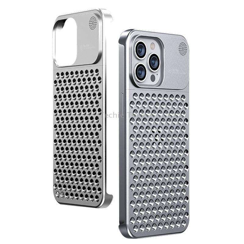 For iPhone 15 Pro Max Aromatherapy Aluminum Alloy Cooling Phone Case(Grey)