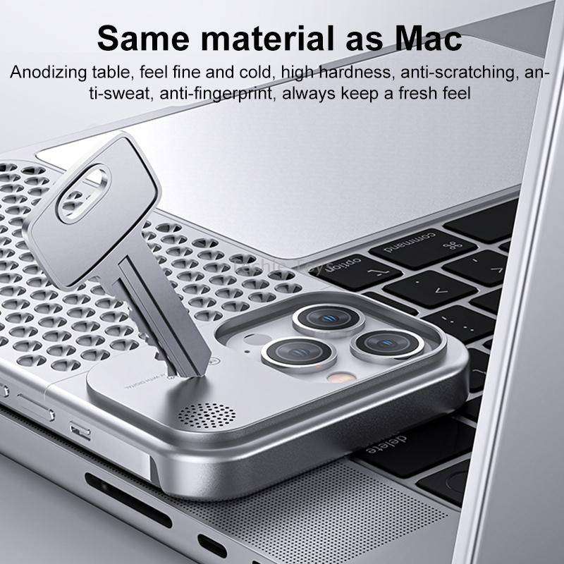 For iPhone 15 Pro Max Aromatherapy Aluminum Alloy Cooling Phone Case(Grey)