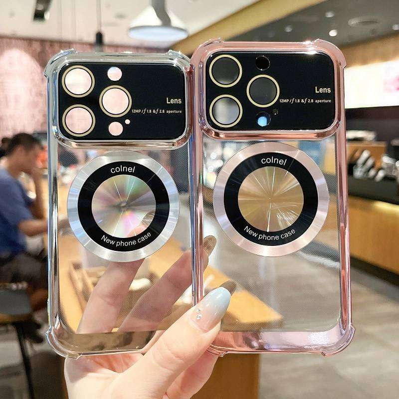 For iPhone 11 Pro Max MagSafe Shockproof TPU Phone Case with Lens Film(Rose Gold)