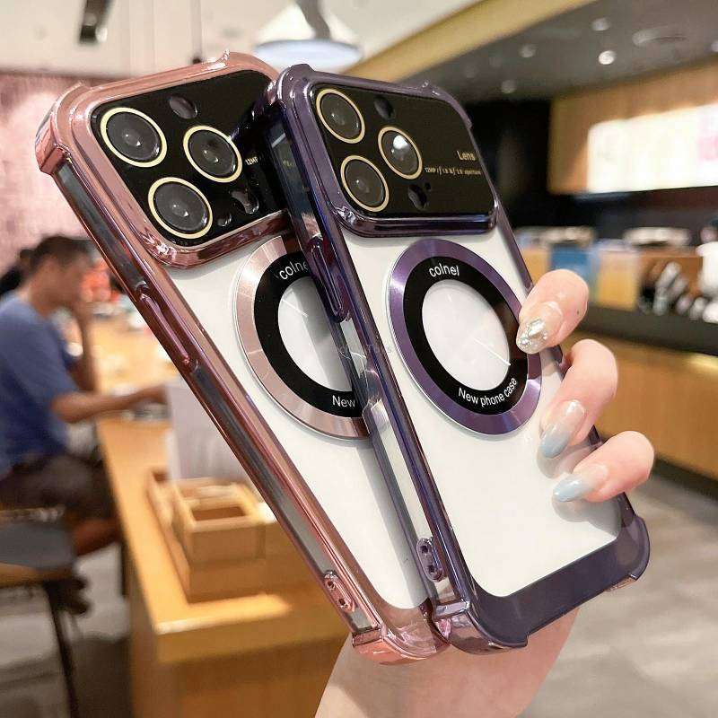 For iPhone 11 Pro Max MagSafe Shockproof TPU Phone Case with Lens Film(Rose Gold)