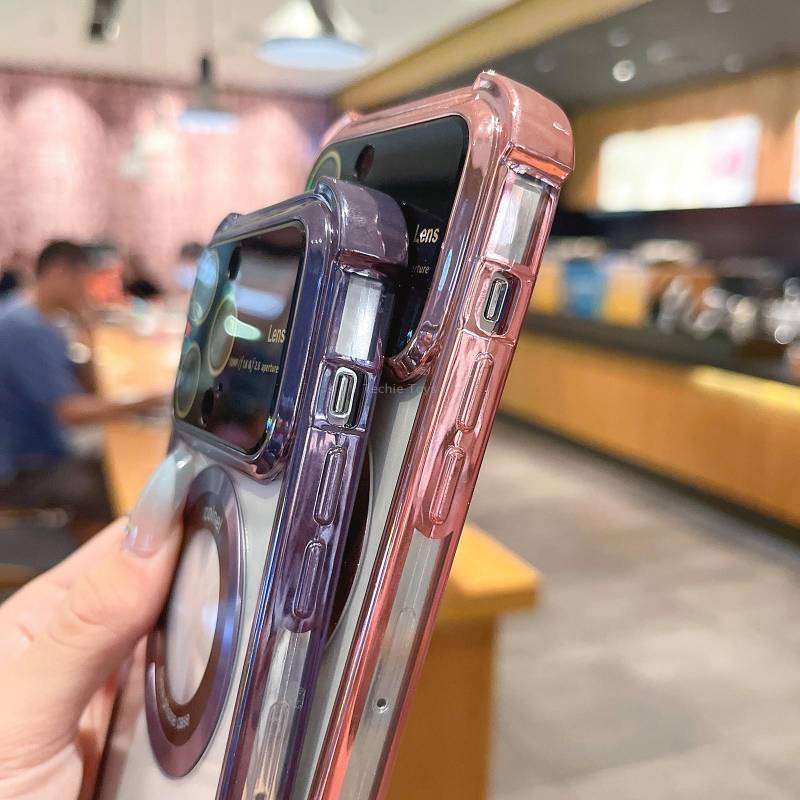 For iPhone 11 Pro Max MagSafe Shockproof TPU Phone Case with Lens Film(Rose Gold)