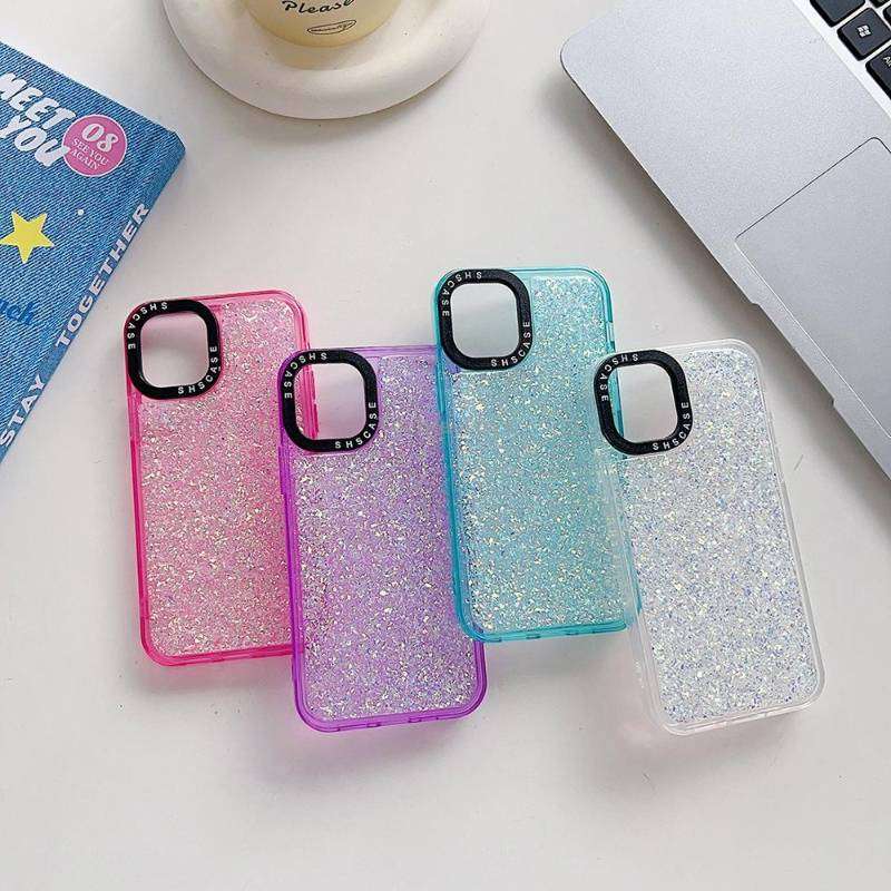 For iPhone 15 Glitter Epoxy Shockproof Phone Case(White)