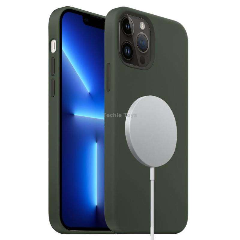 For iPhone 13 Pro Liquid Silicone Full Coverage MagSafe Phone Case(Deep Green)
