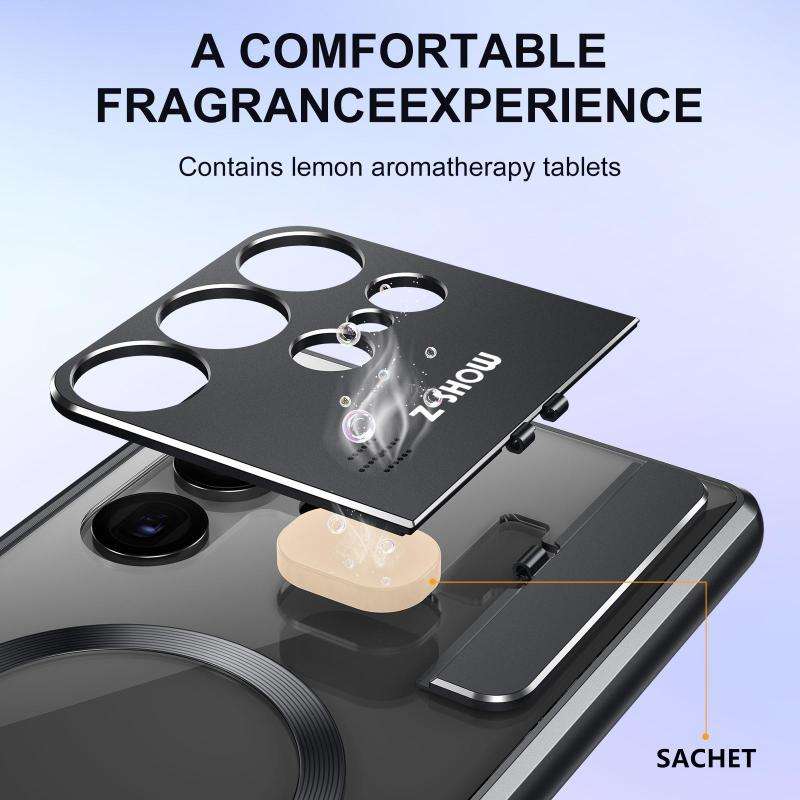 For Samsung Galaxy S22 Ultra 5G Aromatherapy Holder Single-sided MagSafe Magnetic Phone Case(Black)