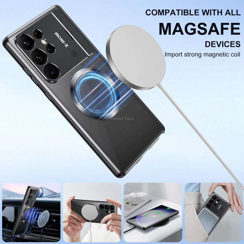 For Samsung Galaxy S22 Ultra 5G Aromatherapy Holder Single-sided MagSafe Magnetic Phone Case(Black)