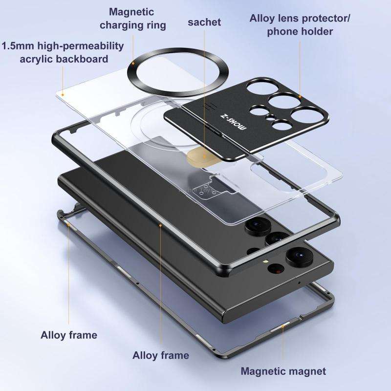 For Samsung Galaxy S22 Ultra 5G Aromatherapy Holder Single-sided MagSafe Magnetic Phone Case(Black)