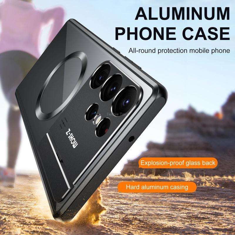 For Samsung Galaxy S22 Ultra 5G Aromatherapy Holder Single-sided MagSafe Magnetic Phone Case(Black)